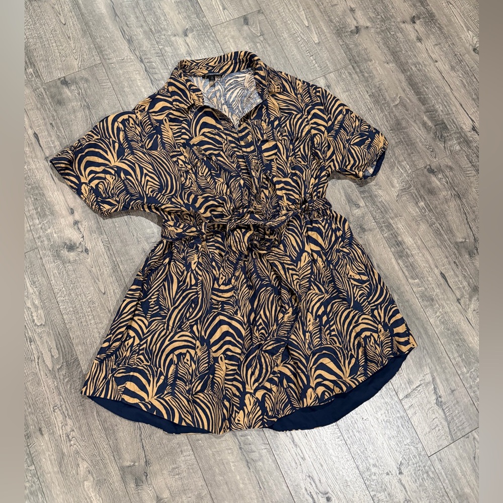 Banana Republic Navy and Tan Mini Dress
